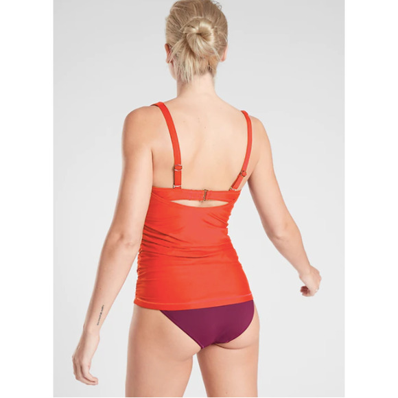 Athleta 34 D DD Tall vermillion Square Neck Bra Cup Tankini swimsuit underwire - Picture 2 of 4